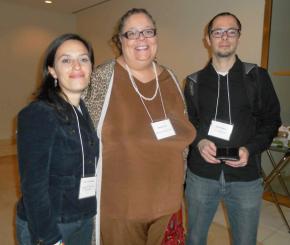 Sam Coleman (right) with fellow GEM activist Julie Cavanagh and Chicago Teachers Union president Karen Lewis